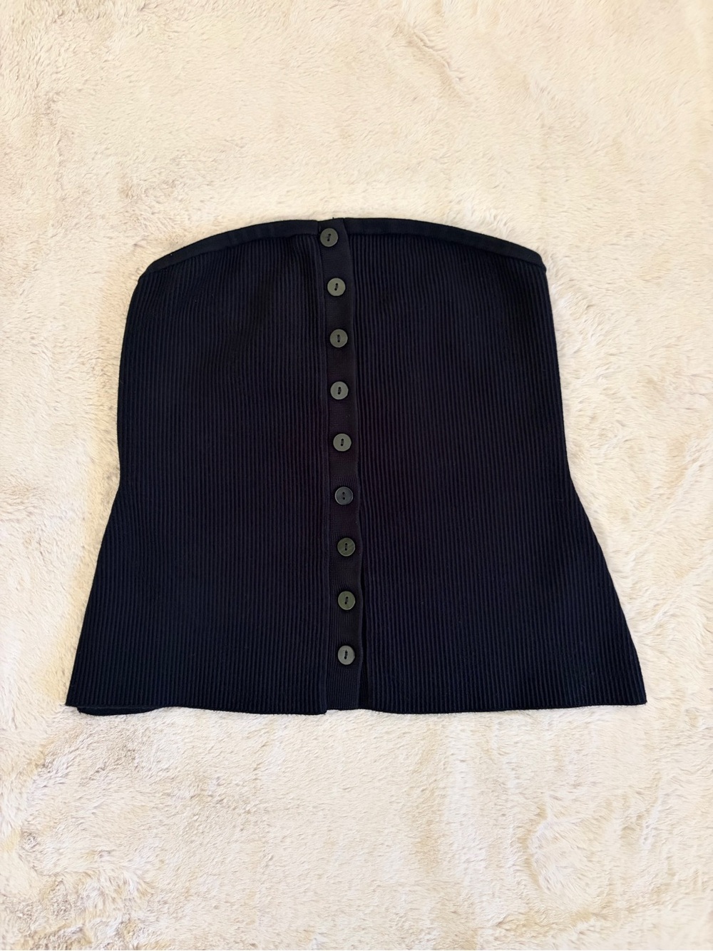 Abercrombie & Fitch Black Ribbed Button Front Strapless Knit Tube Top Size M - Picture 4 of 10